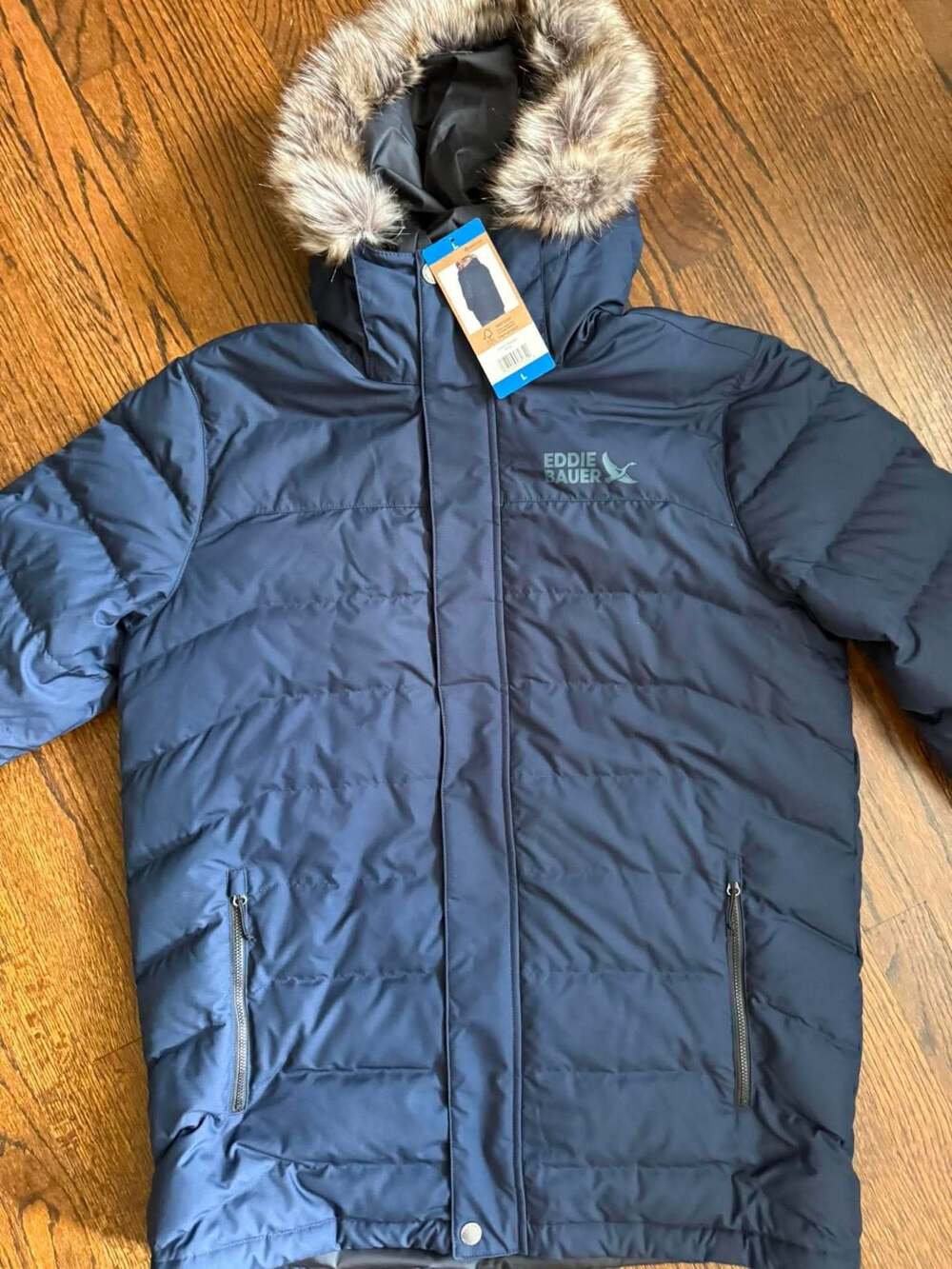 Eddie Bauer Men's Boundary Pass Down Parka Navy Blue Size L